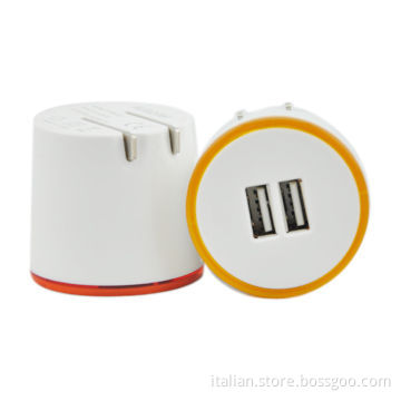 5V 2.1A two port USB wall charger with halo for iPhone